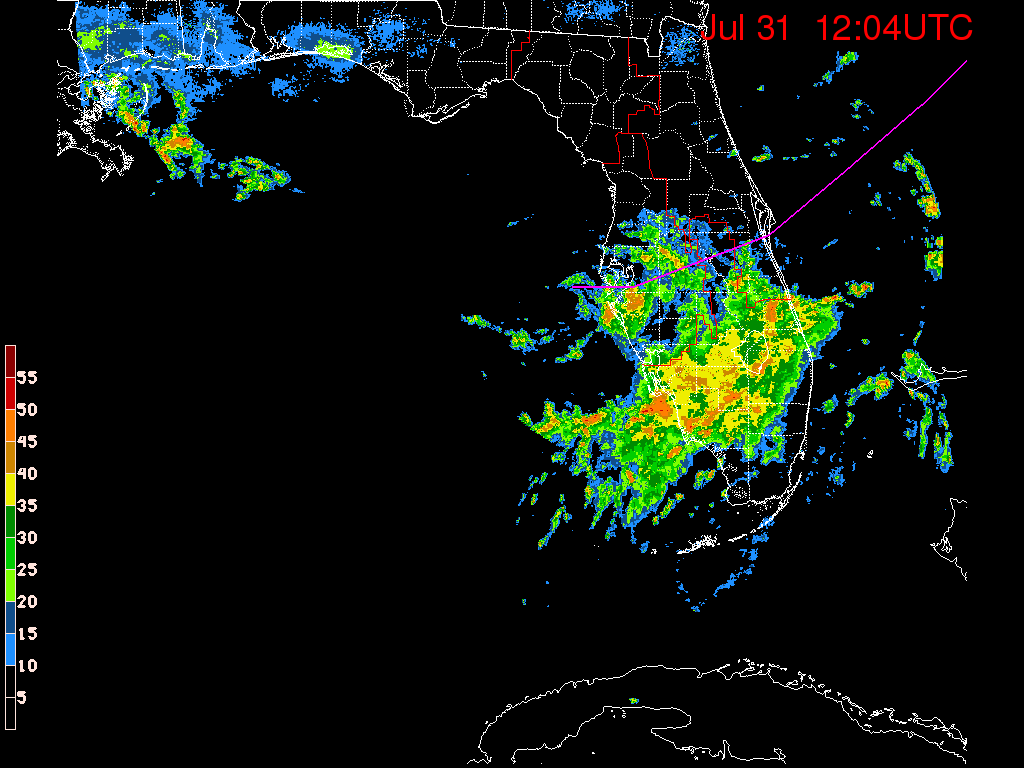 Florida Radar Recording From SFWMD for Emily (2017) Florida Approach
