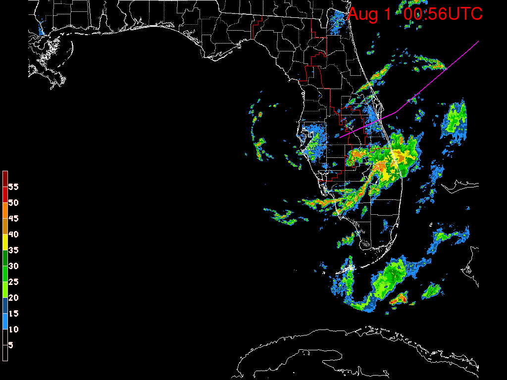 Florida Radar Recording From SFWMD for Emily (2017) Florida Approach