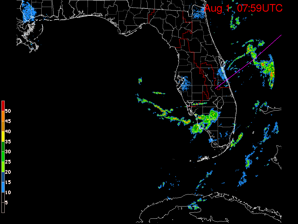 Florida Radar Recording From SFWMD for Emily (2017) Florida Approach