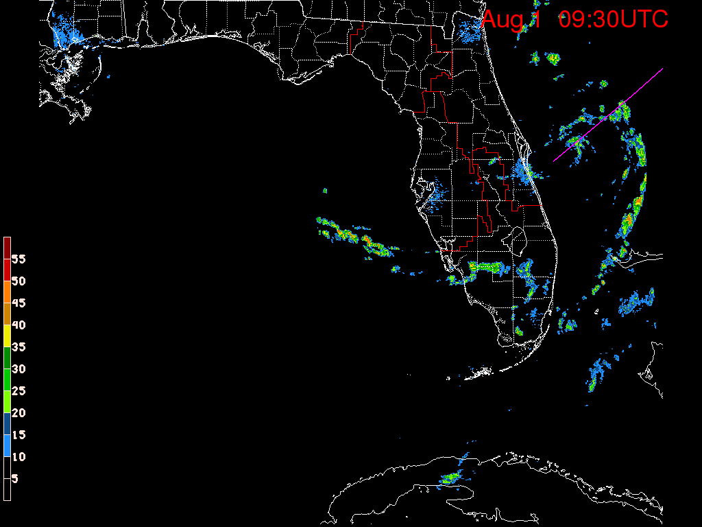 Florida Radar Recording From SFWMD for Emily (2017) Florida Approach