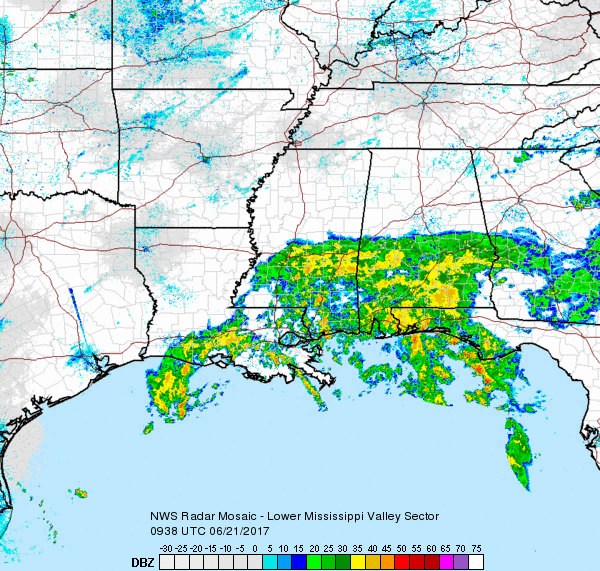 Southern Mississippi Valley Sector Radar Recording of Cindy (2017) Approach