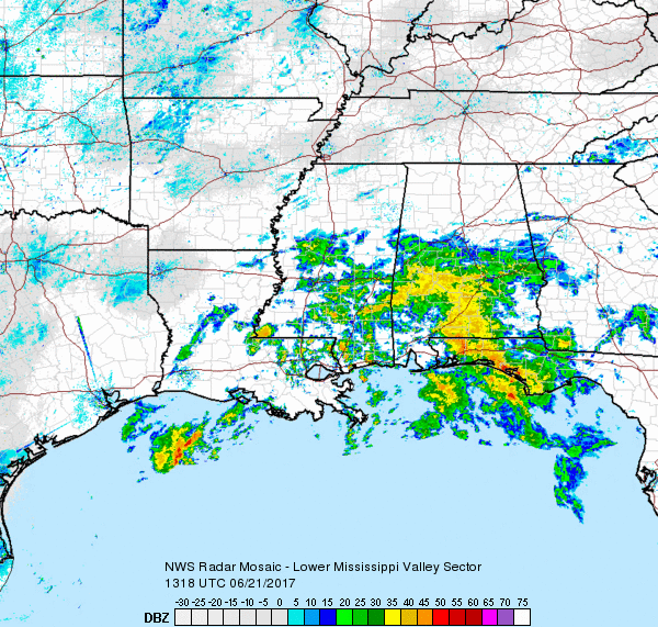 Southern Mississippi Valley Sector Radar Recording of Cindy (2017) Approach