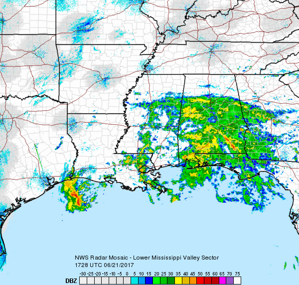 Southern Mississippi Valley Sector Radar Recording of Cindy (2017) Approach