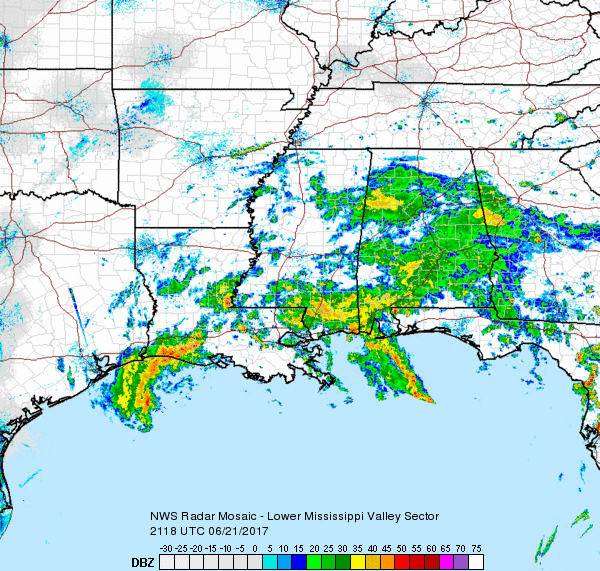 Southern Mississippi Valley Sector Radar Recording of Cindy (2017) Approach
