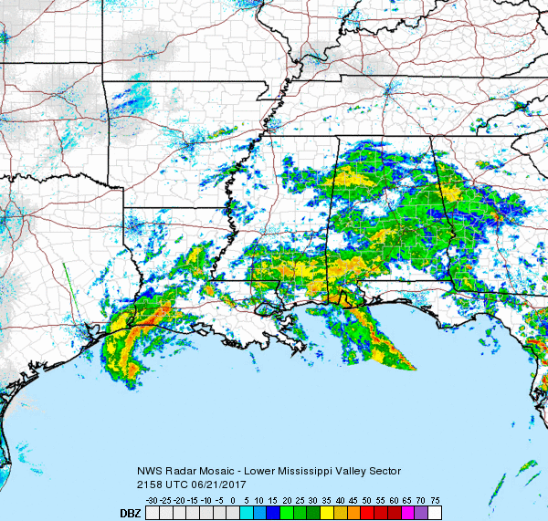 Southern Mississippi Valley Sector Radar Recording of Cindy (2017) Approach