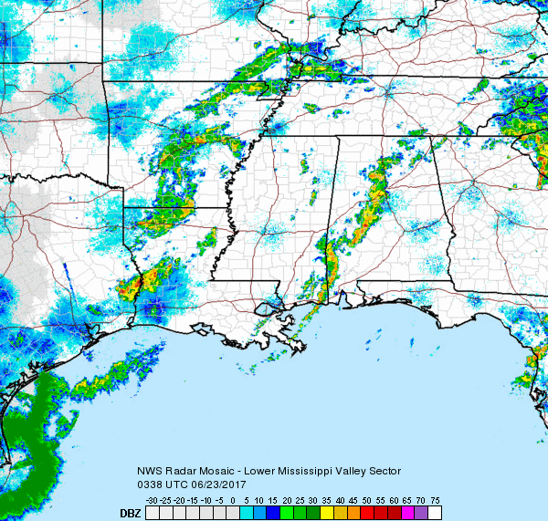 Southern Mississippi Valley Sector Radar Recording of Cindy (2017) Approach