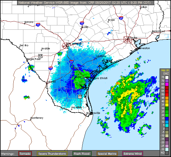 Corpus Christi Long Range Radar Recording of Harvey (2017) Approach
