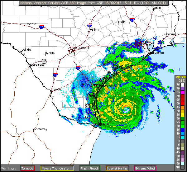 Corpus Christi Long Range Radar Recording of Harvey (2017) Approach