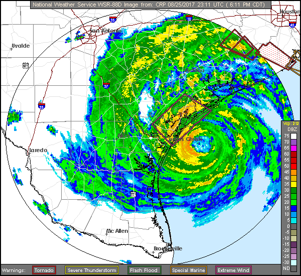 Corpus Christi Long Range Radar Recording of Harvey (2017) Approach
