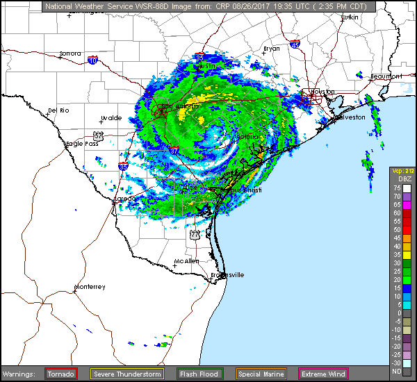Corpus Christi Long Range Radar Recording of Harvey (2017) Approach