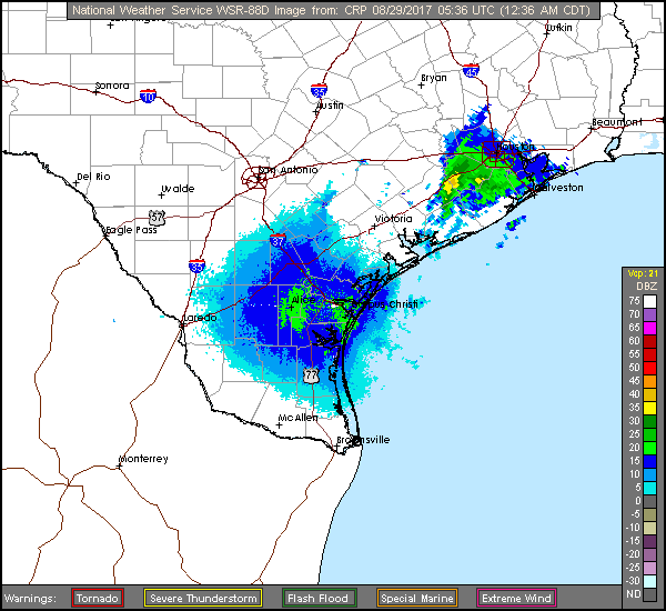 Corpus Christi Long Range Radar Recording of Harvey (2017) Approach