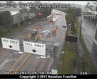IH-45 North at North HOV Airline Entrance (Harvey 2017)
