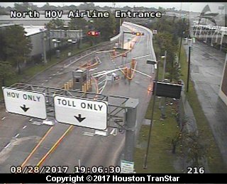 IH-45 North at North HOV Airline Entrance (Harvey 2017)