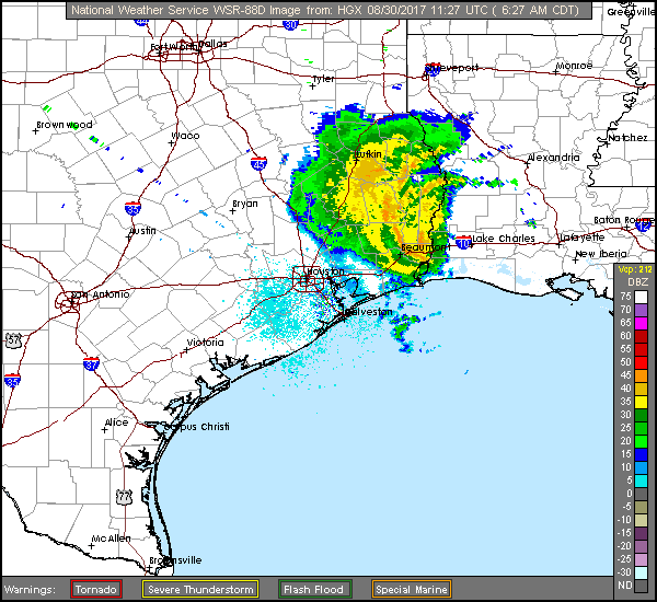Houston Long Range Radar Recording of Harvey (2017) Approach