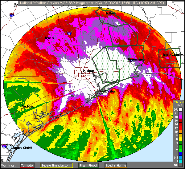 Corpus Christi Long Range Rainfal Totals of Harvey (2017) Approach