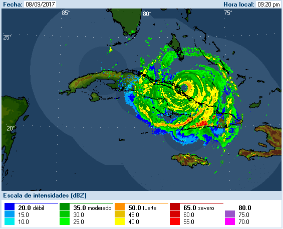 Cuban Radar Recording of Irma (2017) Approach