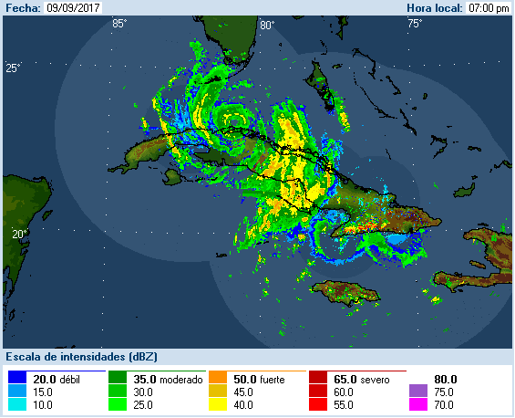 Cuban Radar Recording of Irma (2017) Approach