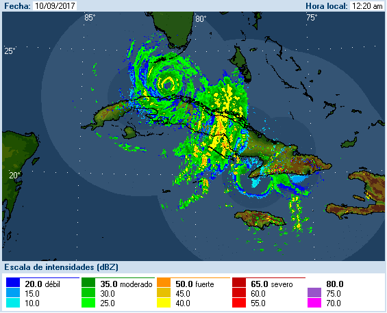Cuban Radar Recording of Irma (2017) Approach