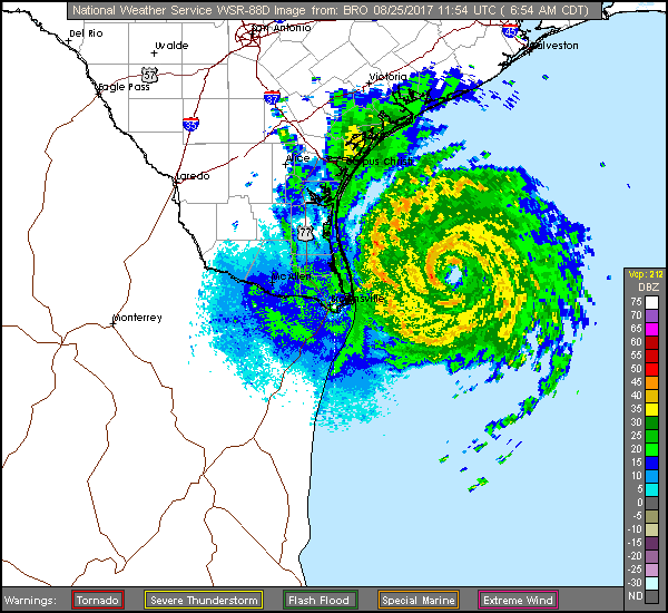 Brownsville Long Range Radar Recording of Harvey (2017) Approach