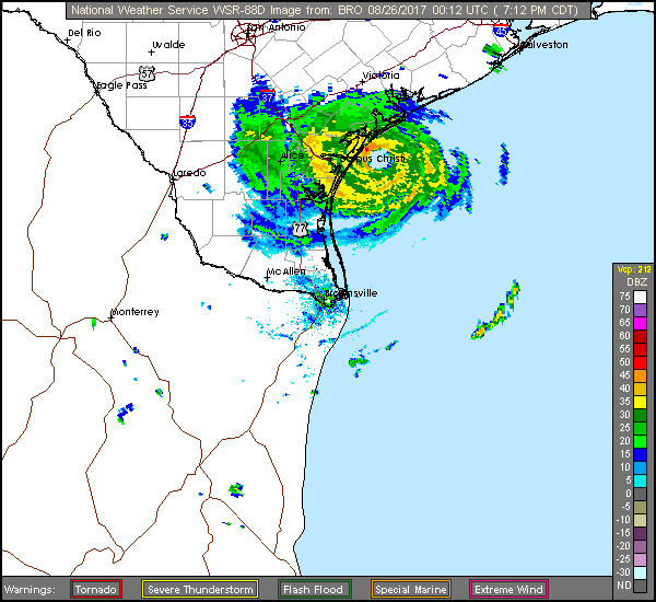 Brownsville Long Range Radar Recording of Harvey (2017) Approach