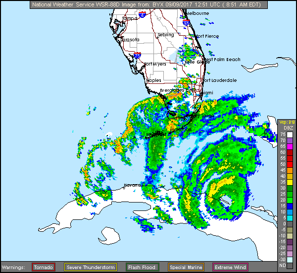 Floating NWS Long Range Radar Recording of Irma (2017) Approach