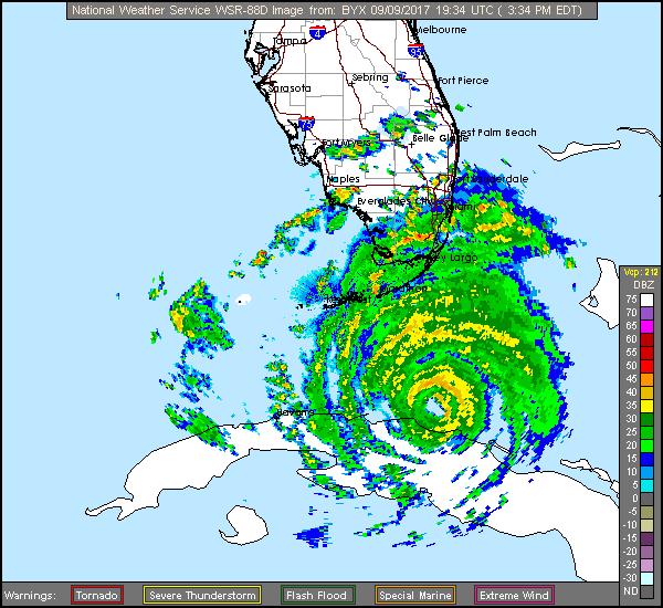 Floating NWS Long Range Radar Recording of Irma (2017) Approach