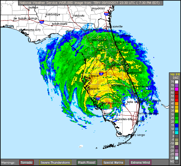 Floating NWS Long Range Radar Recording of Irma (2017) Approach