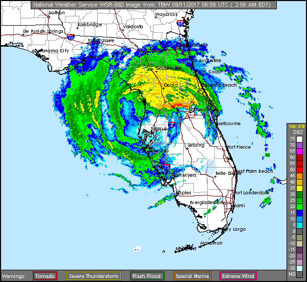 Floating NWS Long Range Radar Recording of Irma (2017) Approach
