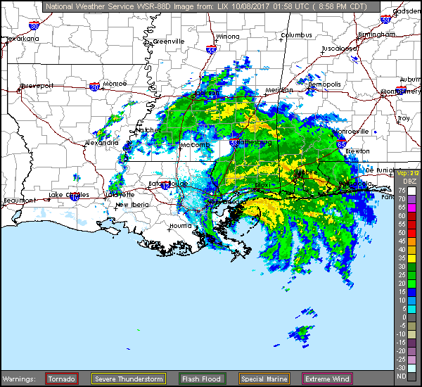 New Orleans Long Range Radar Recording of Nate (2017) Approach