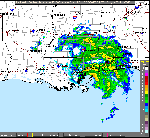 New Orleans Long Range Radar Recording of Nate (2017) Approach