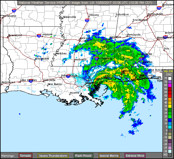 New Orleans Long Range Radar Recording of Nate (2017) Approach