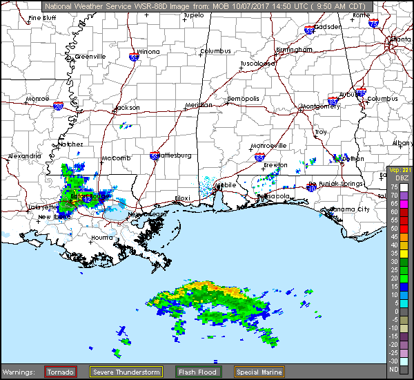 Floating NWS Long Range Radar Recording of Nate (2017) Approach