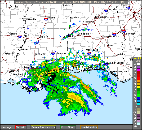 Floating NWS Long Range Radar Recording of Nate (2017) Approach