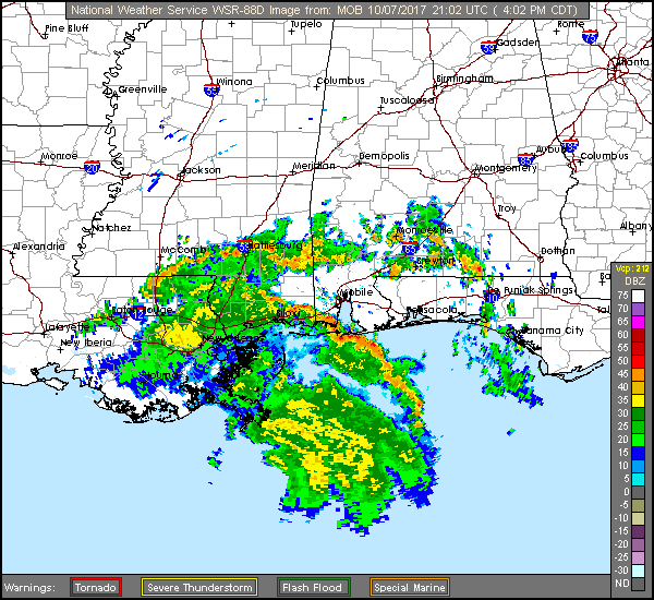 Floating NWS Long Range Radar Recording of Nate (2017) Approach