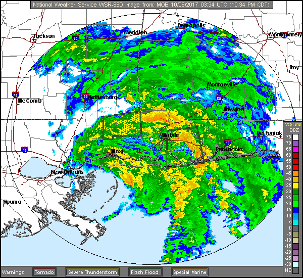 Floating NWS Long Range Radar Recording of Nate (2017) Approach