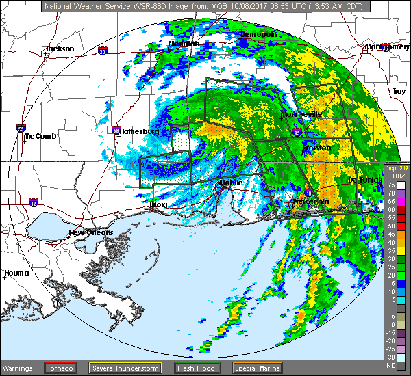Floating NWS Long Range Radar Recording of Nate (2017) Approach