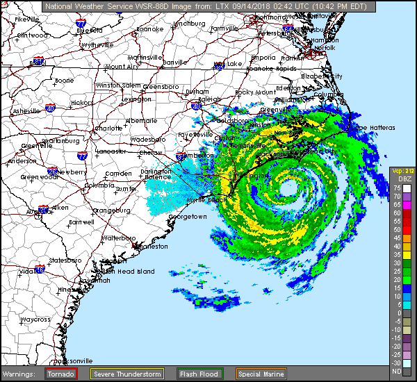 Florence Long Range Radar Recording from Wilmington