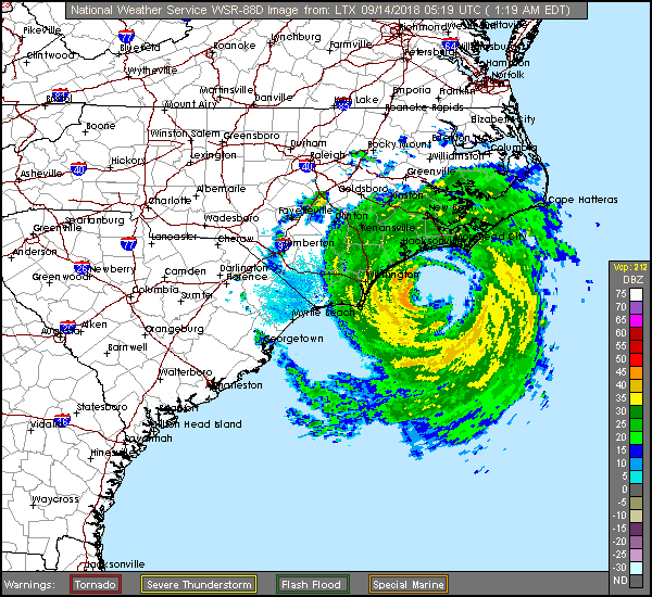 Florence Long Range Radar Recording from Wilmington