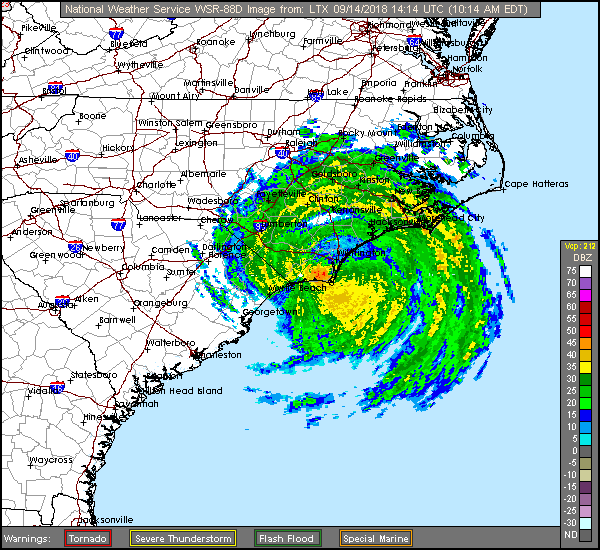 Florence Long Range Radar Recording from Wilmington