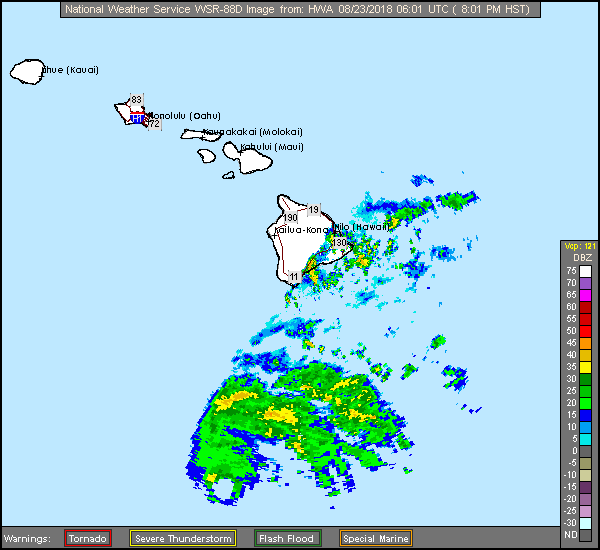 South Shore Big Island, HI Long Range Radar Recording of Lane (2018) Approach