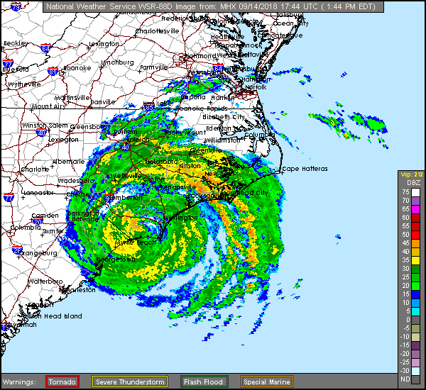 Florence Long Range Radar Recording from Morehead City