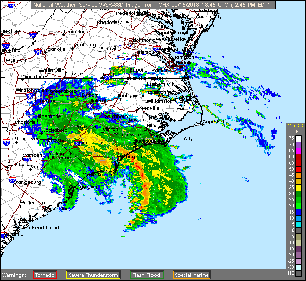 Florence Long Range Radar Recording from Morehead City