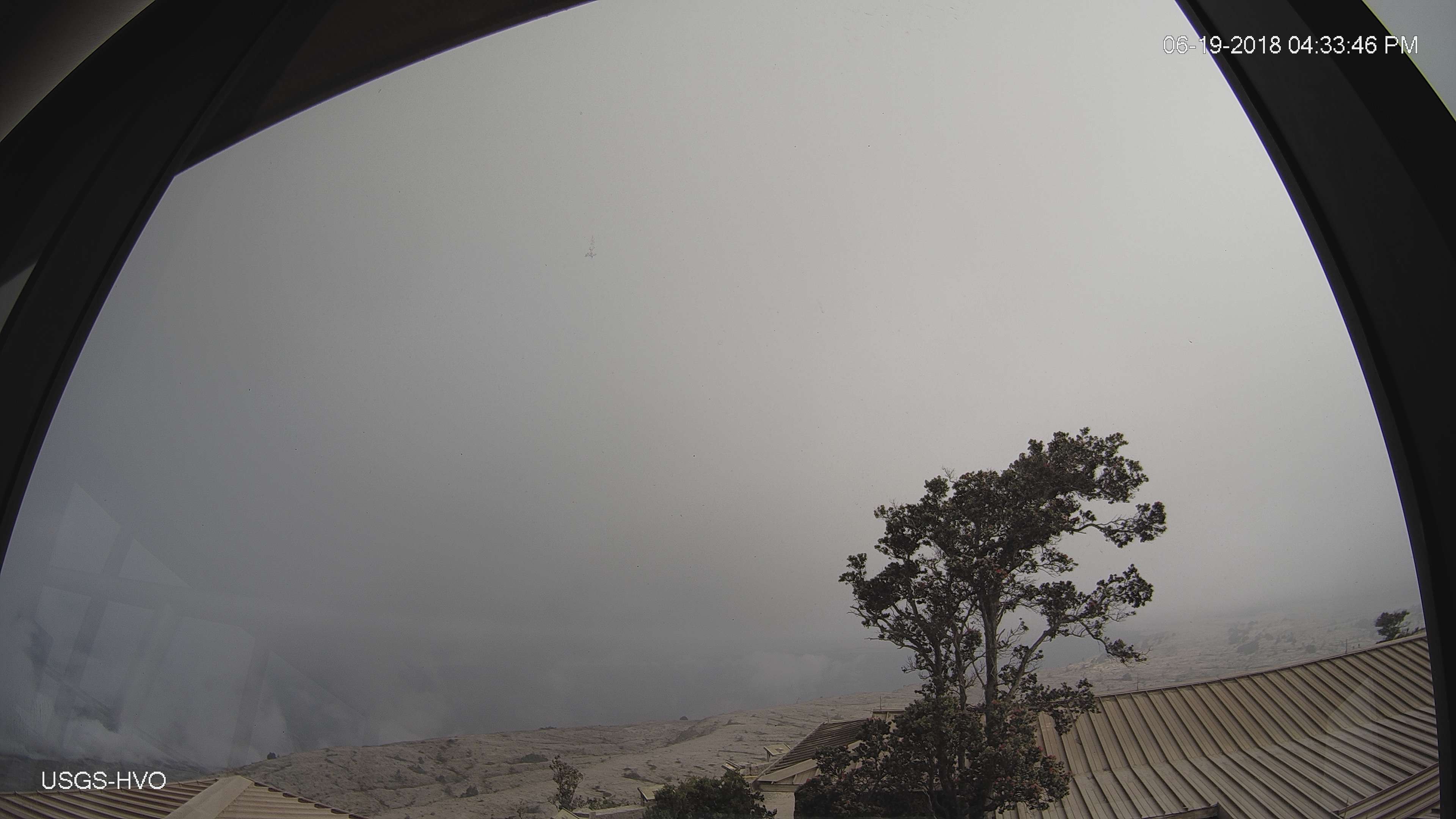 Part 2 Panorama of HalemaÊ»umaÊ»u Overlook Vent Wide Angle from HVO Observation Tower (2018)