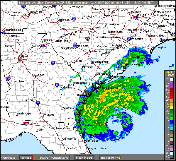Charleston, SC Long Range Radar Recording of Dorian (2019) Approach