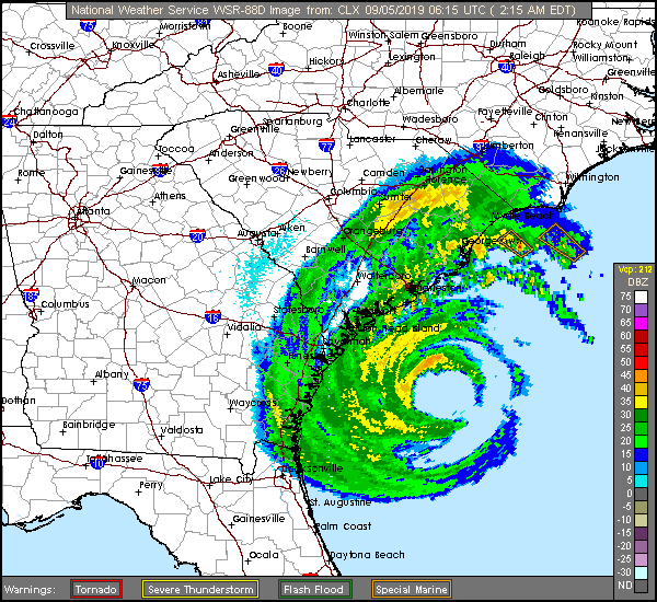 Charleston, SC Long Range Radar Recording of Dorian (2019) Approach
