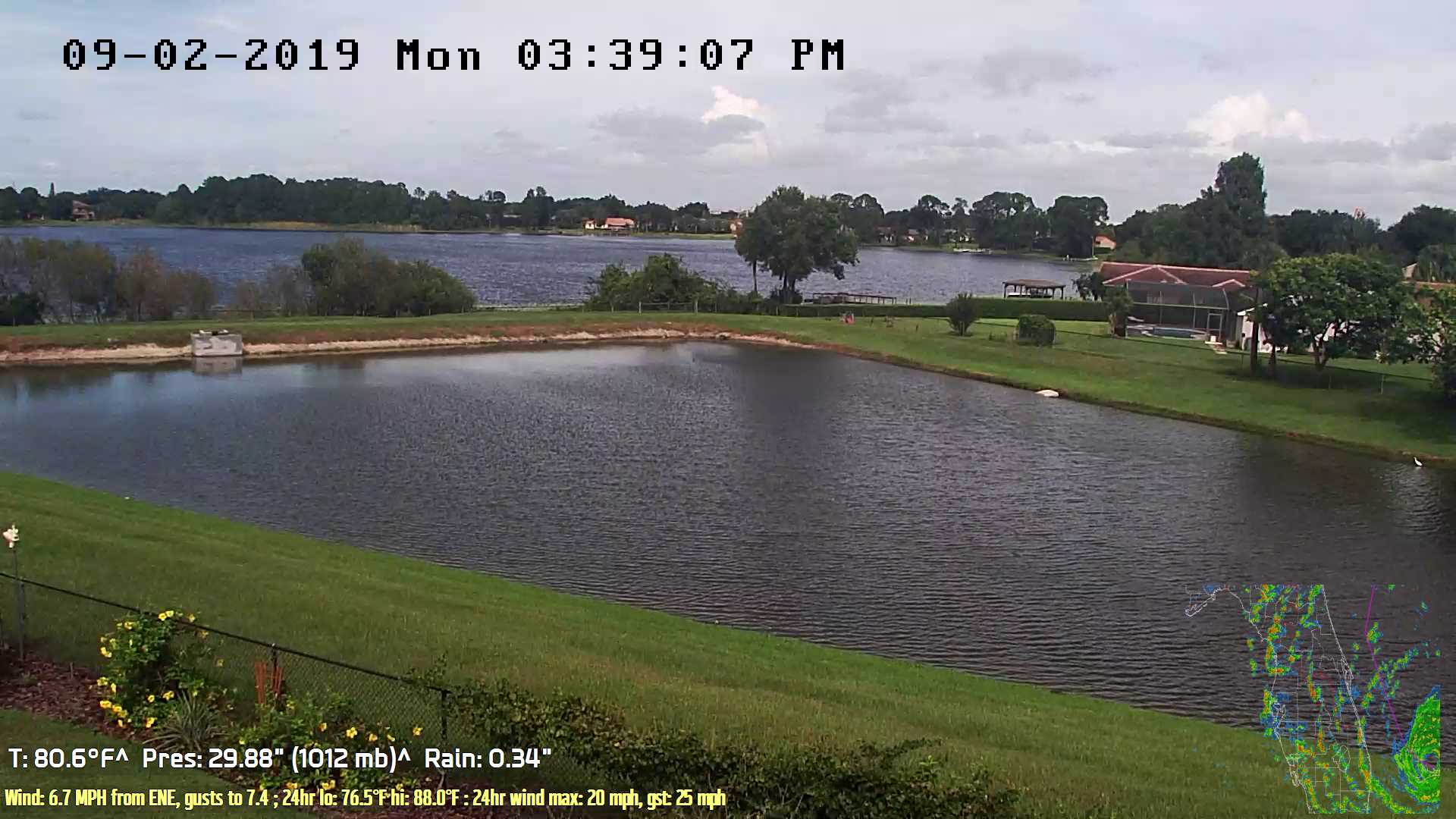 Flhurricane Orlando Lake Marsha Cam recording approach of Dorian (2019)