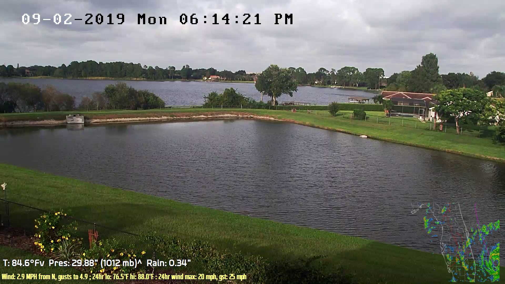 Flhurricane Orlando Lake Marsha Cam recording approach of Dorian (2019)