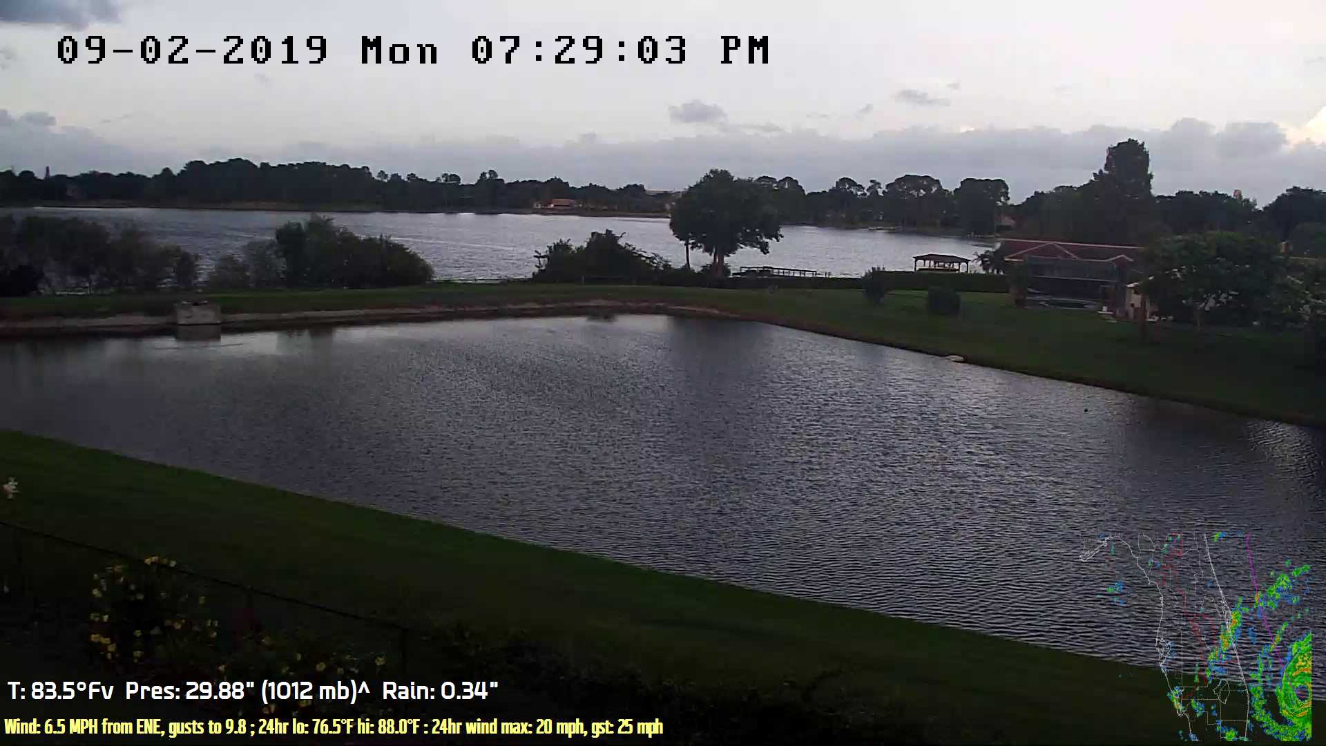 Flhurricane Orlando Lake Marsha Cam recording approach of Dorian (2019)