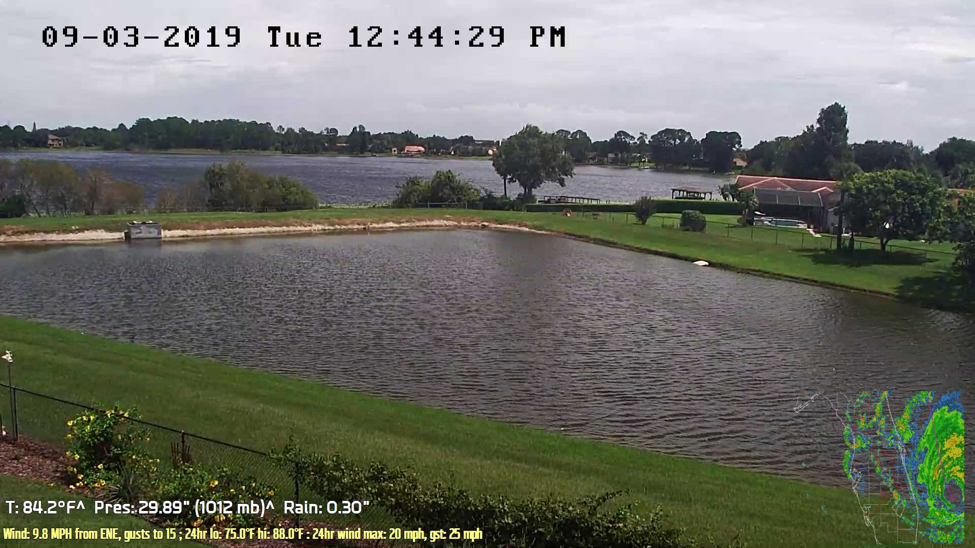 Flhurricane Orlando Lake Marsha Cam recording approach of Dorian (2019)