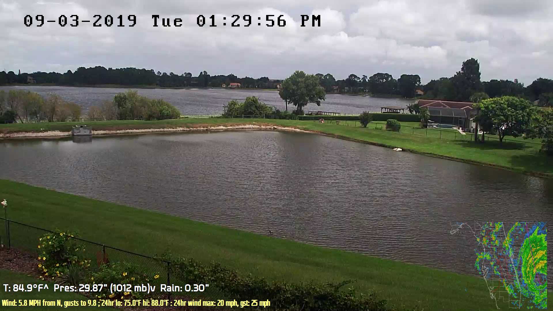 Flhurricane Orlando Lake Marsha Cam recording approach of Dorian (2019)